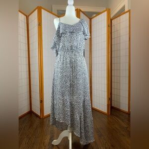NWT Vince Camuto - Asymmetric Flutter Dress - Black Cheetah - Size Small